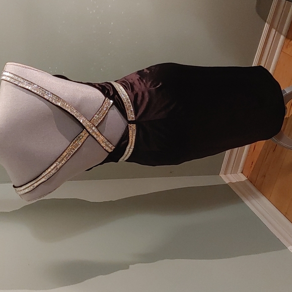 Black Satin and Rhinestones LBD Size Medium - Picture 2 of 13